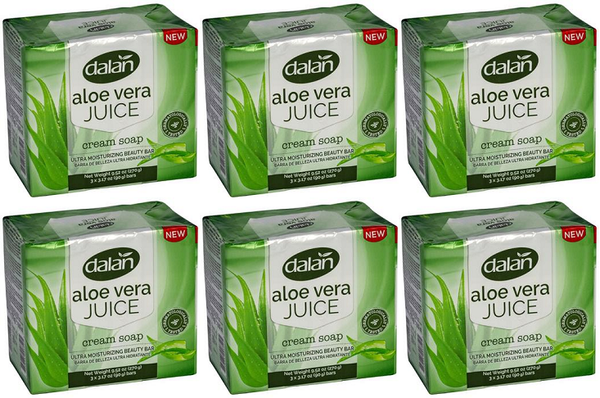 Dalan Aloe Vera Juice Cream Bar Soap, 3 Pack (Pack of 6)