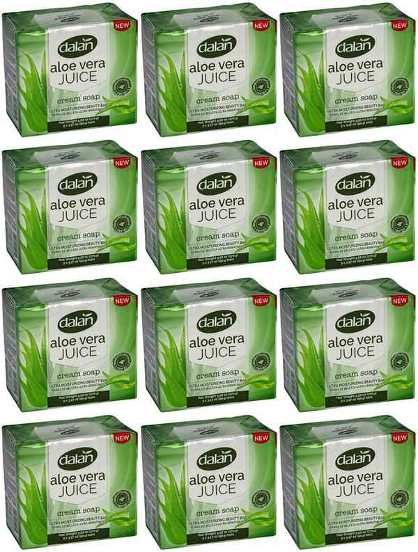 Dalan Aloe Vera Juice Cream Bar Soap, 3 Pack (Pack of 12)