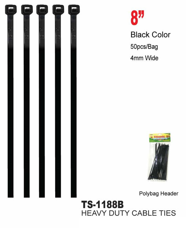 8" Heavy Duty Cable Ties, 40-ct.