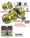 Keyed Entry Door Knobs, Front and Rear Doors, Polished Brass, 1 Pair