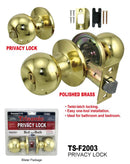 Privacy Lock Door Knobs, Bed and Bath, Polished Brass, 1 Pair