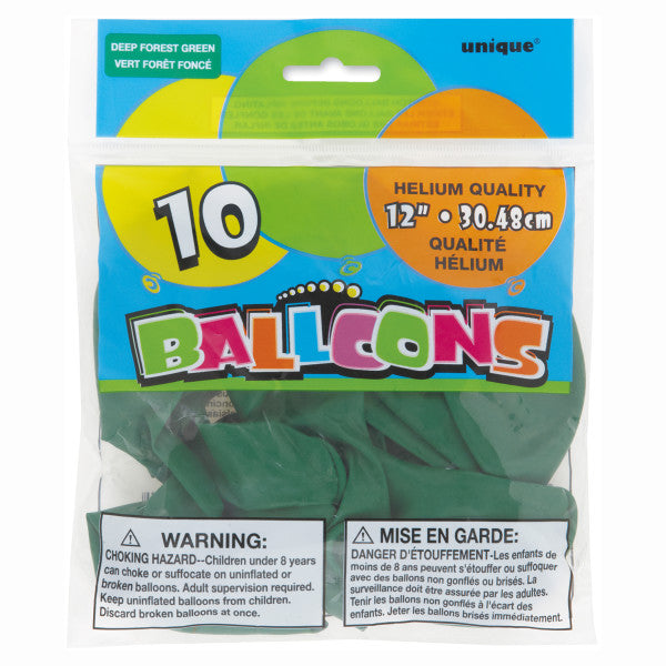 12" Helium Balloons Deep Forest Green, 10-ct.