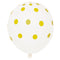 12" Helium Balloons White With Gold Polka Dots, 6-ct.