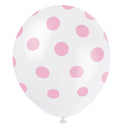 12" Helium Balloons White With Pink Polka Dots, 6-ct.