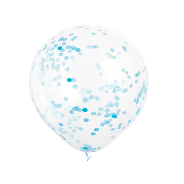 12" Helium Confetti Balloons White With Blue Confetti, 6-ct.