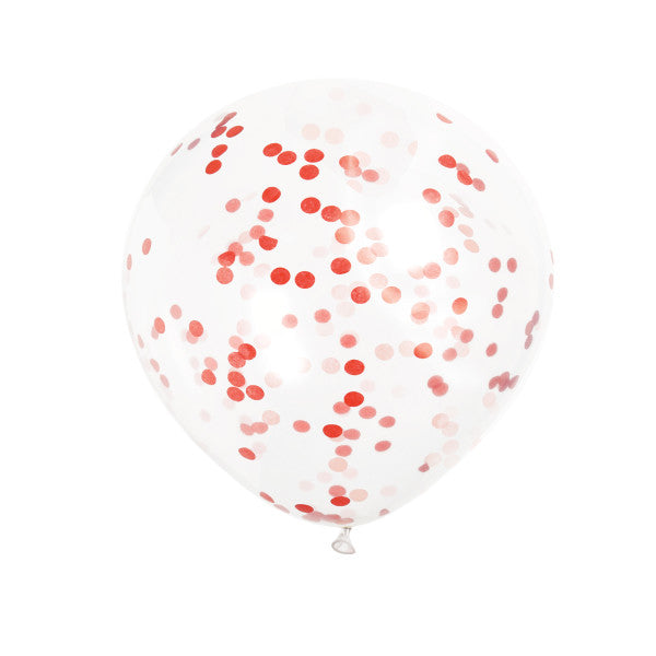 12" Helium Confetti Balloons White With Red Confetti, 6-ct.