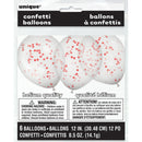 12" Helium Confetti Balloons White With Red Confetti, 6-ct.