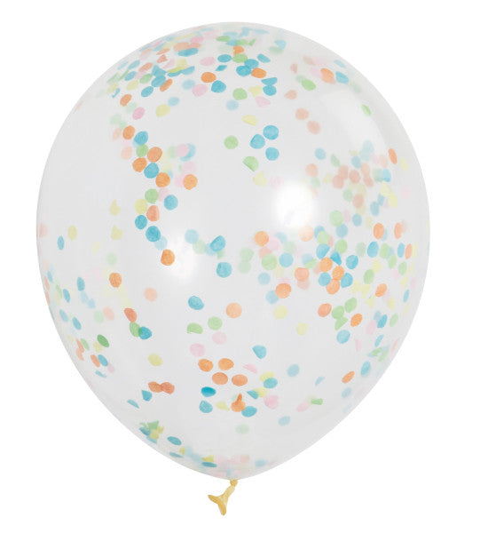 12" Helium Confetti Balloons White With Multicolor Confetti, 6-ct.