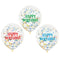 12" Helium Happy Birthday Confetti Balloons White With Multicolor Confetti, 6-ct.