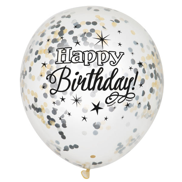 12" Helium Happy Birthday Confetti Balloons, 6-ct.