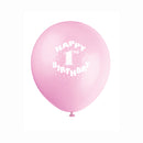 12" Helium "Happy 1st Birthday" Balloons Multicolor, 6-ct.
