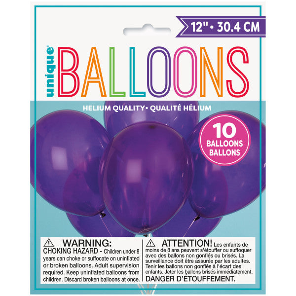 12" Helium Balloons Purple, 10-ct.