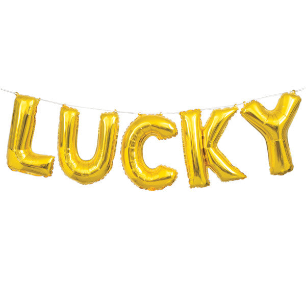 "Lucky" Gold Balloons Banner Kit