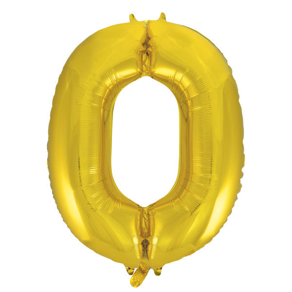 Giant 34" Number 0 Gold Foil Helium Balloon