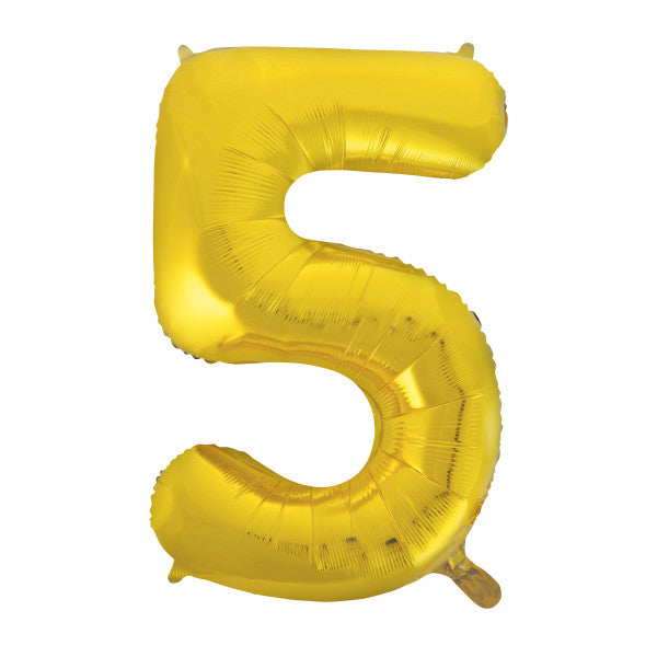 Giant 34" Number 5 Gold Foil Helium Balloon