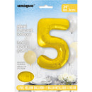 Giant 34" Number 5 Gold Foil Helium Balloon
