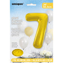 Giant 34" Number 7 Gold Foil Helium Balloon