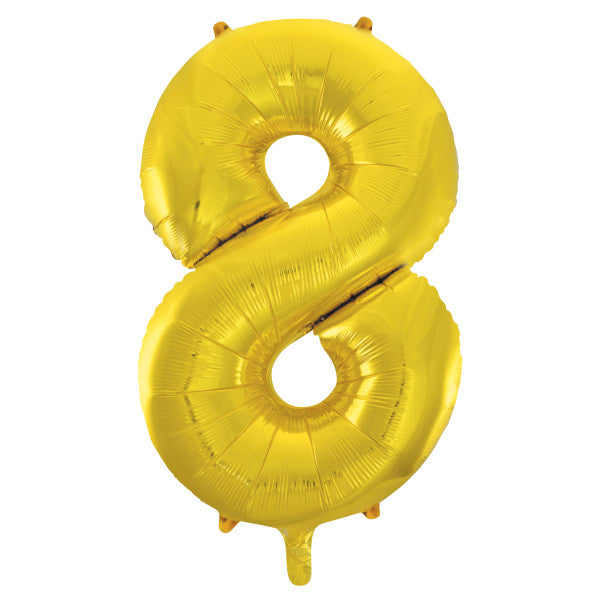 Giant 34" Number 8 Gold Foil Helium Balloon