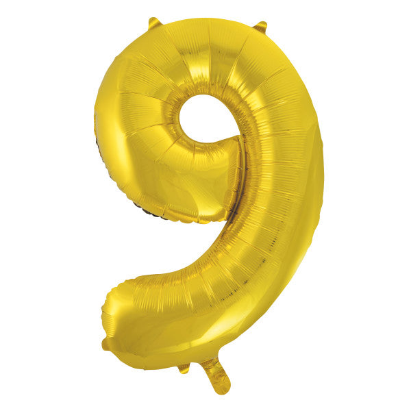 Giant 34" Number 9 Gold Foil Helium Balloon