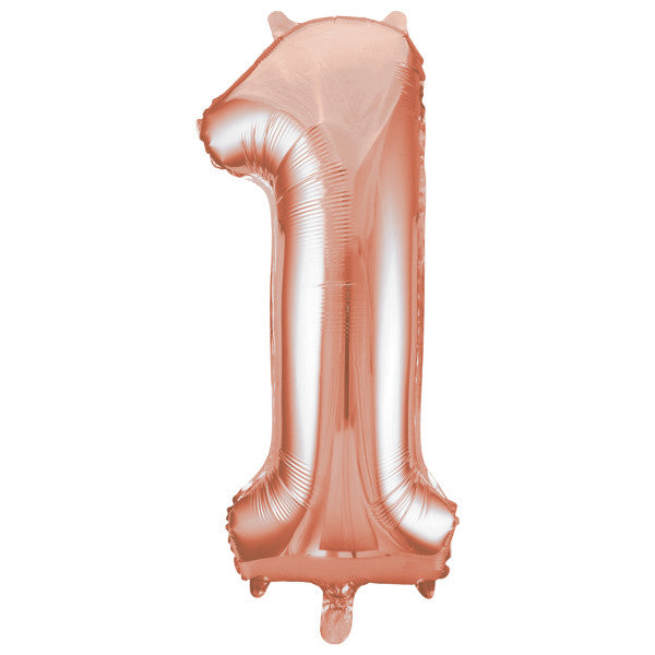 Giant 34" Number 1 Rose Gold Pink Foil Helium Balloon