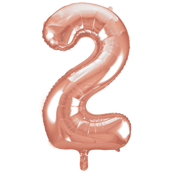 Giant 34" Number 2 Rose Gold Pink Foil Helium Balloon