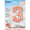 Giant 34" Number 3 Rose Gold Pink Foil Helium Balloon