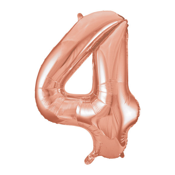Giant 34" Number 4 Rose Gold Pink Foil Helium Balloon