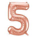 Giant 34" Number 5 Rose Gold Pink Foil Helium Balloon