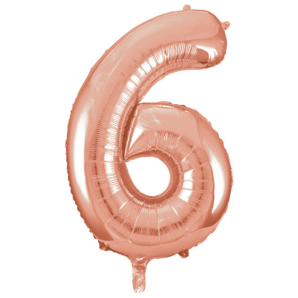 Giant 34" Number 6 Rose Gold Pink Foil Helium Balloon
