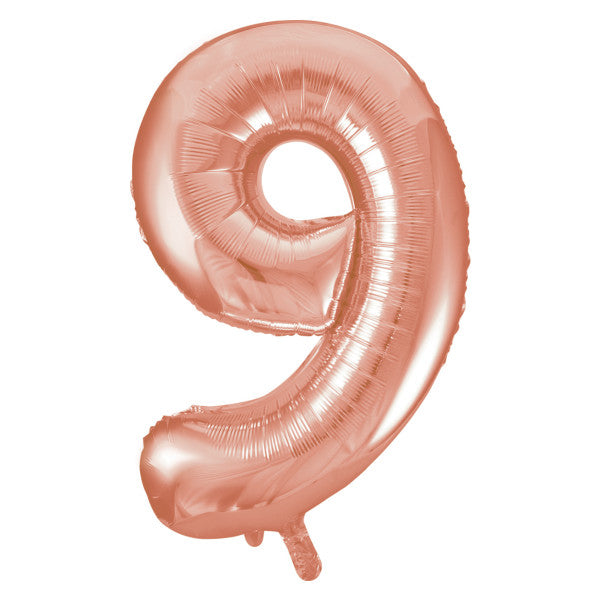 Giant 34" Number 9 Rose Gold Pink Foil Helium Balloon