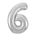 Giant 34" Number 6 Silver Foil Helium Balloon