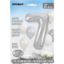 Giant 34" Number 7 Silver Foil Helium Balloon