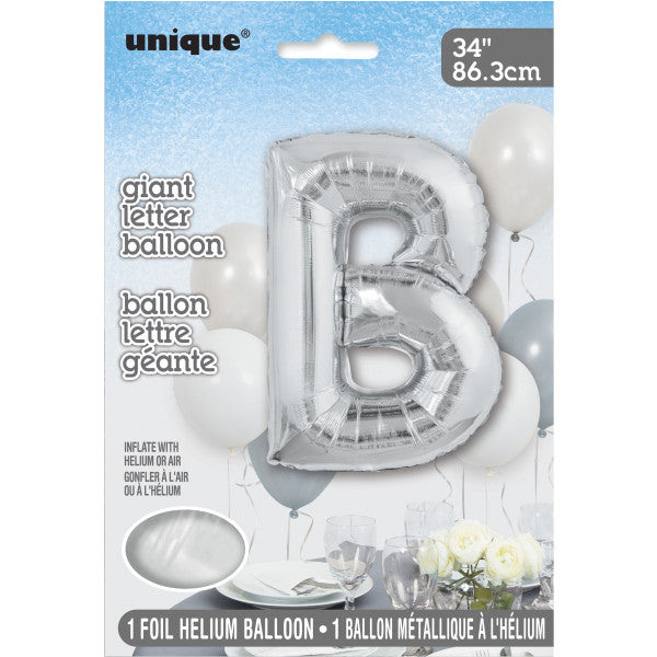 Giant 34" Letter B Silver Foil Helium Balloon