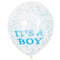 12" Helium Confetti Balloons "It's A Boy" With Blue Confetti, 6-ct.