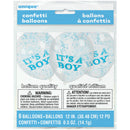 12" Helium Confetti Balloons "It's A Boy" With Blue Confetti, 6-ct.