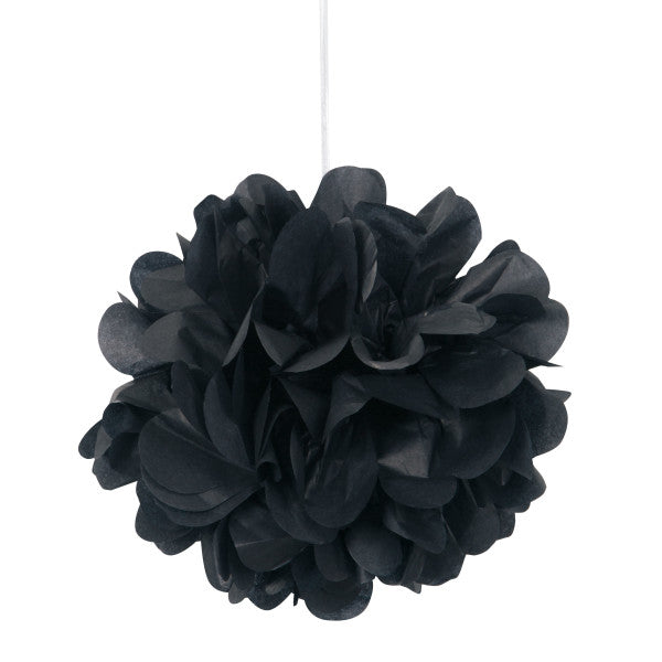 9" Mini Puff Balls Black Decorations, 3-ct.