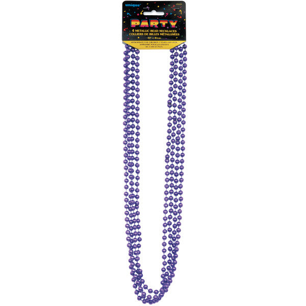 32" Metallic Bead Necklaces Purple, 4-ct.