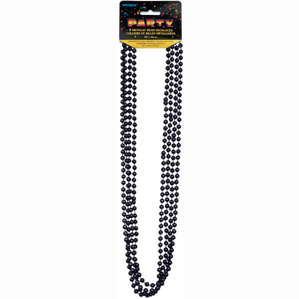 32" Metallic Bead Necklaces Black, 4-ct.