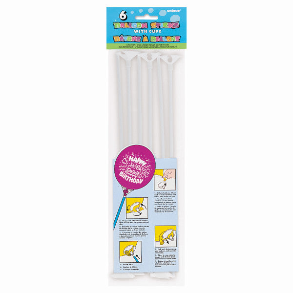 Balloon Sticks With Cups, 6-ct.