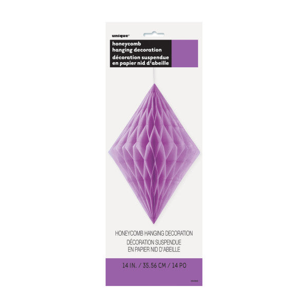14" Large Honeycomb Diamond Hanging Purple Decorations, 1-ct.