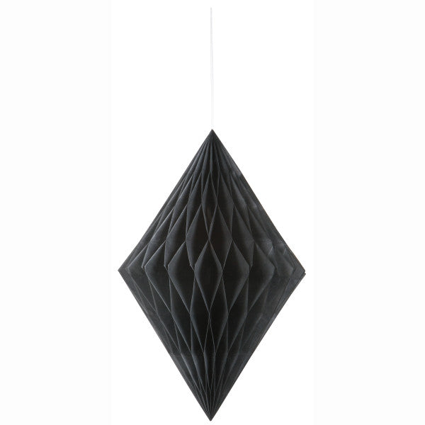 14" Large Honeycomb Diamond Hanging Black Decorations, 1-ct.