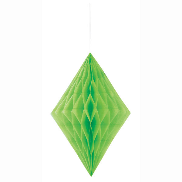 14" Large Honeycomb Diamond Hanging Lime Green Decorations, 1-ct.