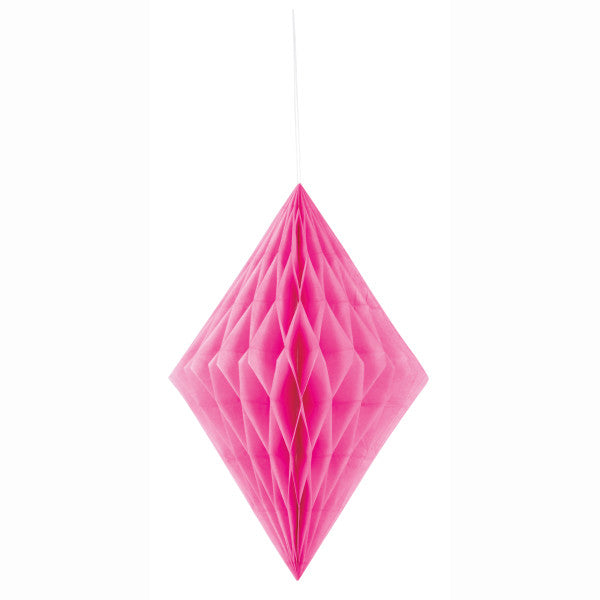 14" Large Honeycomb Diamond Hanging Hot Pink Decorations, 1-ct.