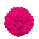 16" Large Puff Ball Hot Pink Decorations, 1-ct.