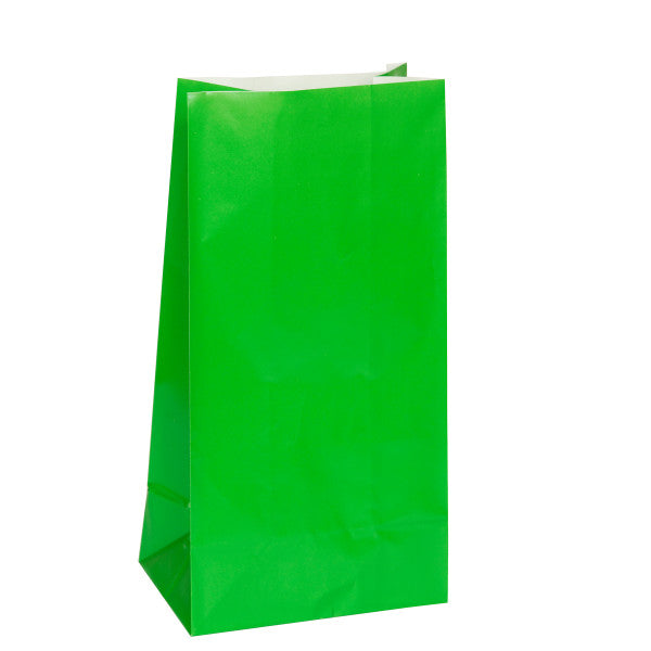 Party Paper Bags Sacs Green, 12-ct.