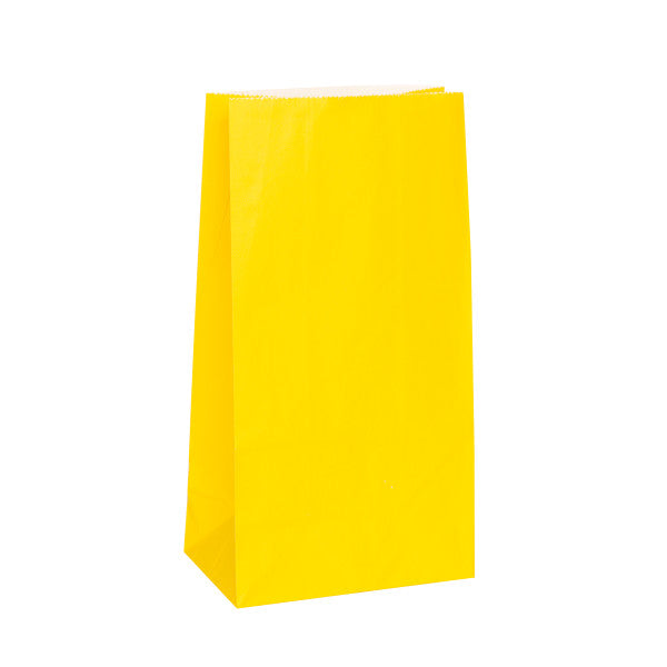 Party Paper Bags Sacs Yellow, 12-ct.