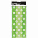 Party Gift Bags With Twist Ties Green With White Polka Dots, 20-ct.