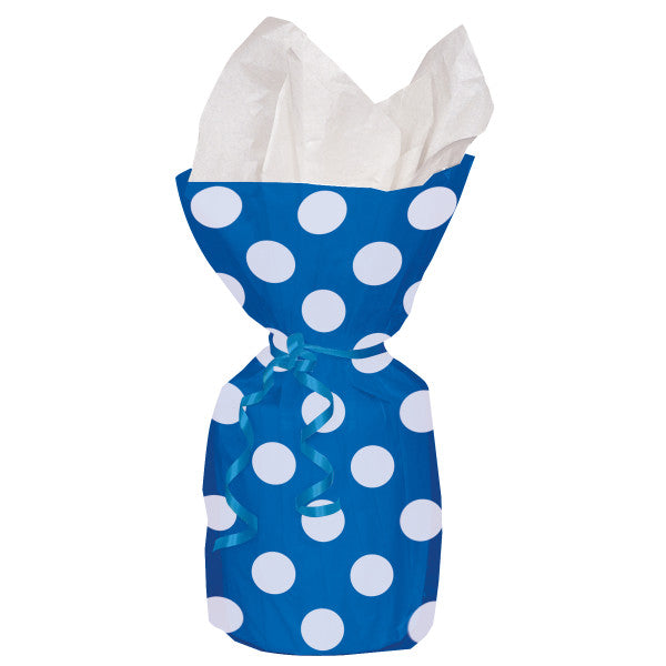 Party Gift Cellophane Bags Blue With White Polka Dots, 20-ct.