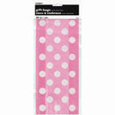 Party Gift Cellophane Bags Pink With White Polka Dots, 20-ct.