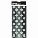 Party Gift Cellophane Bags Black With White Polka Dots, 20-ct.